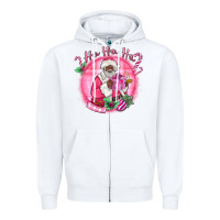 White ho ho ho pink black santa christmas Zipper Hoodie - MaliasSmallBusiness
