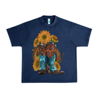 Navy western boots with sunflowers Urban Heavy Tee - Artiststas