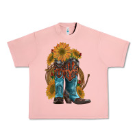 Salmon western boots with sunflowers Urban Heavy Tee - Artiststas