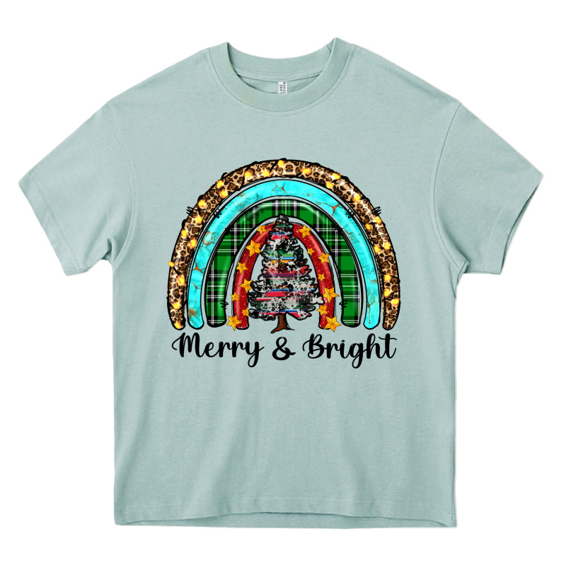 Merry And Bright Rainbow Christmas Heavy Core Tee by RanaPortraitStore | Teevron