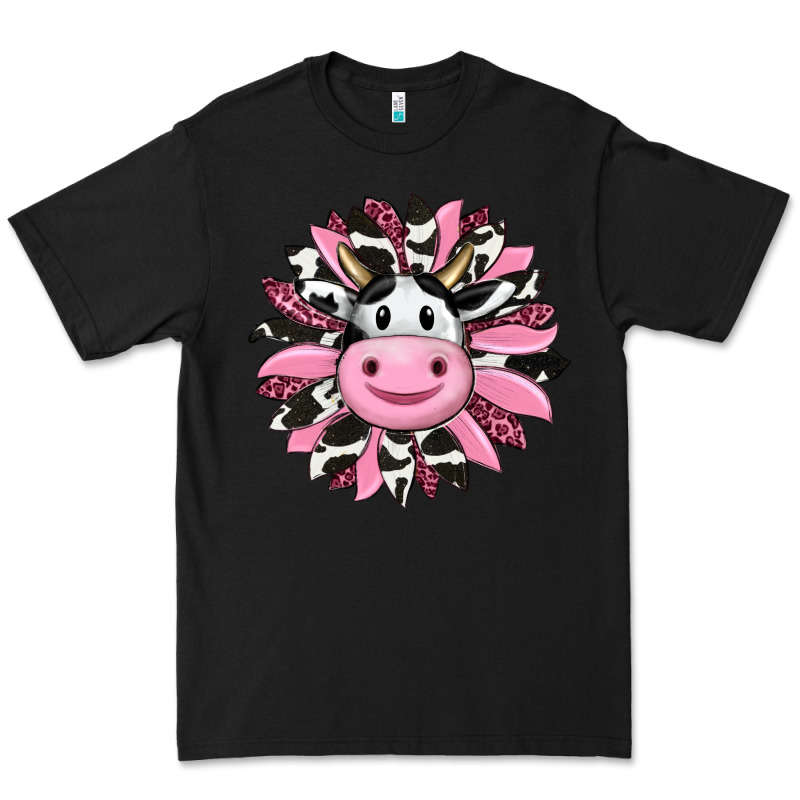 Pink Leopard Sunflower Cow Premium Tee by RanaPortraitStore | Teevron