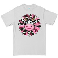 Dove Grey pink leopard sunflower cow Premium Tee - RanaPortraitStore