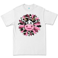 White pink leopard sunflower cow Premium Tee - RanaPortraitStore