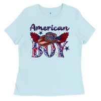 Baby Blue American boy with cowboy Ladies Tee - texasbilliewilder