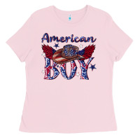 Bubblegum Pink American boy with cowboy Ladies Tee - texasbilliewilder