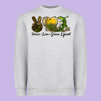 Peace Love Green Lizard Heavyweight Sweatshirt Designed By Lillyallendesigns