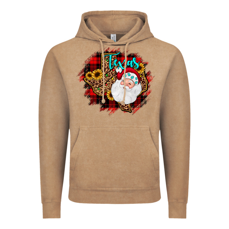 Texas Santa Wood Slice Ornament Vintage Hoodie by JahusDesignShop | Teevron