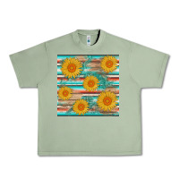 Oil Green sunflower wood serape  leather seamless Urban Heavy Tee - AdoDesignShop