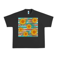Pigment Black sunflower wood serape  leather seamless Urban Heavy Tee - AdoDesignShop