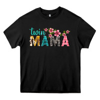 Black twin mama with flowers Heavy Core Tee - texasbilliewilder