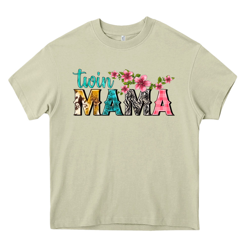 Twin Mama With Flowers Heavy Core Tee by texasbilliewilder | Teevron