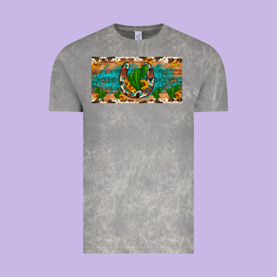 Cactus Sunflower Horseshoe License Plate Vintage Tee Designed By Artiststas