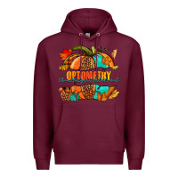 Burgundy optometry thankful grateful blessed pumpkin Premium Hoodie - NancyCooperArtShop
