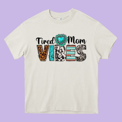 Tired Mom Vibes Heavy Core Tee Designed By Texasbilliewilder