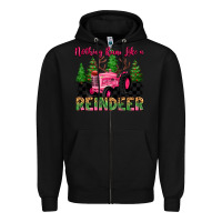 Black nothing runs like a reindeer Zipper Hoodie - MaliasSmallBusiness