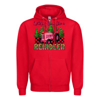 Red nothing runs like a reindeer Zipper Hoodie - MaliasSmallBusiness