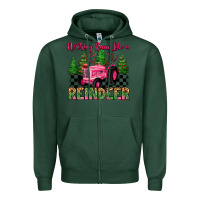 Sports Green nothing runs like a reindeer Zipper Hoodie - MaliasSmallBusiness