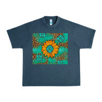 Midnight Navy Sunflower Gemstone Leopard Urban Heavy Tee - Artiststas