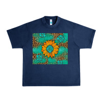 Navy Sunflower Gemstone Leopard Urban Heavy Tee - Artiststas