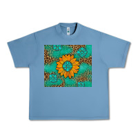 Pebble Blue Sunflower Gemstone Leopard Urban Heavy Tee - Artiststas