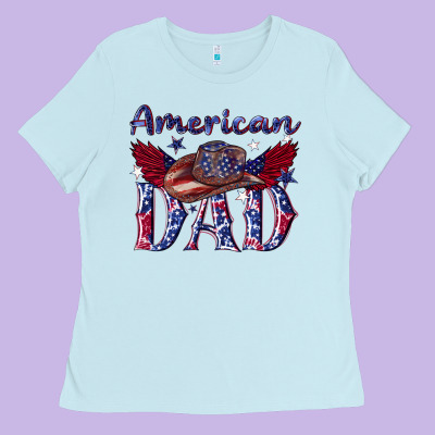 American Dad With Cowboy Ladies Tee Designed By Texasbilliewilder