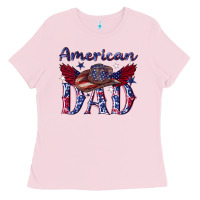 Bubblegum Pink American dad with cowboy Ladies Tee - texasbilliewilder