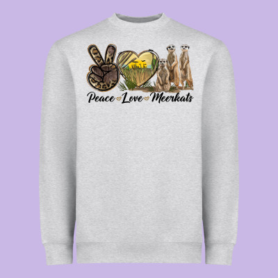 Peace Love Meerkats Heavyweight Sweatshirt Designed By Lillyallendesigns