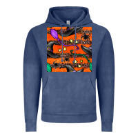 Vintage Denim halloween witch hats leopard seamless pattern Vintage Hoodie - BundleAndBundleShop