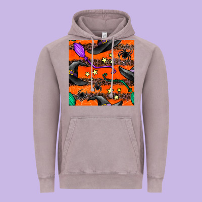 Halloween Witch Hats Leopard Seamless Pattern Vintage Hoodie Designed By Bundleandbundleshop