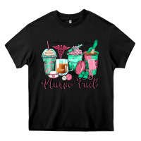 Black nurse fuel coffee cups Heavy Core Tee - Zillion Design Studio