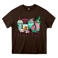 Chocolate Brown nurse fuel coffee cups Heavy Core Tee - Zillion Design Studio