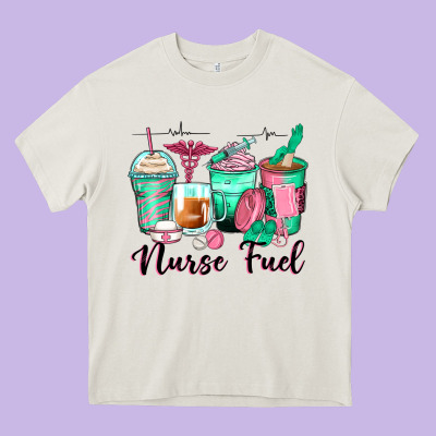 Nurse Fuel Coffee Cups Heavy Core Tee Designed By Zillion Design Studio
