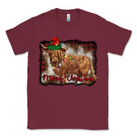 Burgundy merry christmas highland cow Classic Tee - BarkalooDesign