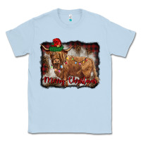 Dusty Blue merry christmas highland cow Classic Tee - BarkalooDesign