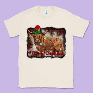 Merry Christmas Highland Cow Classic Tee Designed By Barkaloodesign