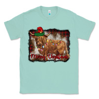 Seafoam merry christmas highland cow Classic Tee - BarkalooDesign