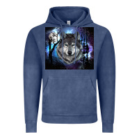 Vintage Denim wolf and full moon Vintage Hoodie - RanaPortraitStore
