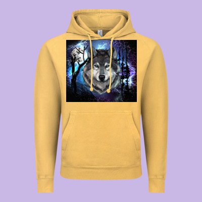 Wolf And Full Moon Vintage Hoodie Designed By Ranaportraitstore