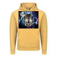 Vintage Mustard wolf and full moon Vintage Hoodie - RanaPortraitStore