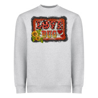 Heather Grey ladybug  love bug backround Heavyweight Sweatshirt - BarkalooDesign