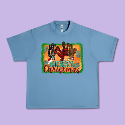 Merry Christmas Cactus Urban Heavy Tee Designed By Adodesignshop