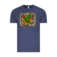 Vintage Denim cactus sunflower cowhide horseshoe  background Vintage Tee - Artiststas