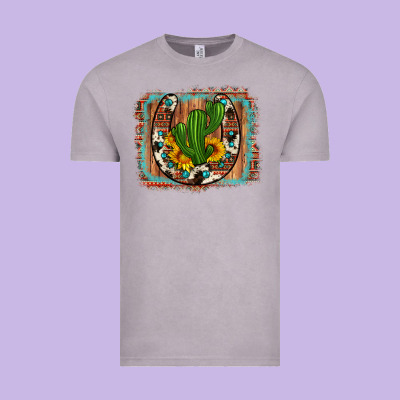 Cactus Sunflower Cowhide Horseshoe  Background Vintage Tee Designed By Artiststas