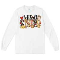 White softball sister Long Sleeve Tee - MaliasSmallBusiness