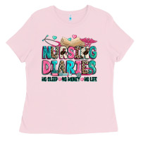 Bubblegum Pink nursing diaries no sleep no money no life Ladies Tee - Zillion Design Studio