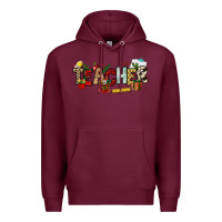 Burgundy Christmas Teacher Premium Hoodie - NancyCooperArtShop