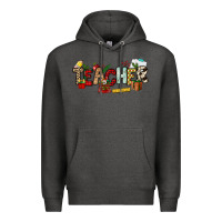 Charcoal Heather Christmas Teacher Premium Hoodie - NancyCooperArtShop