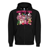Black retro pink christmas vibes Zipper Hoodie - MaliasSmallBusiness