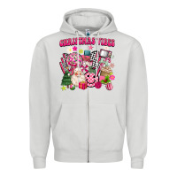 Dove Grey retro pink christmas vibes Zipper Hoodie - MaliasSmallBusiness