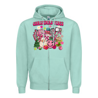 Seafoam retro pink christmas vibes Zipper Hoodie - MaliasSmallBusiness